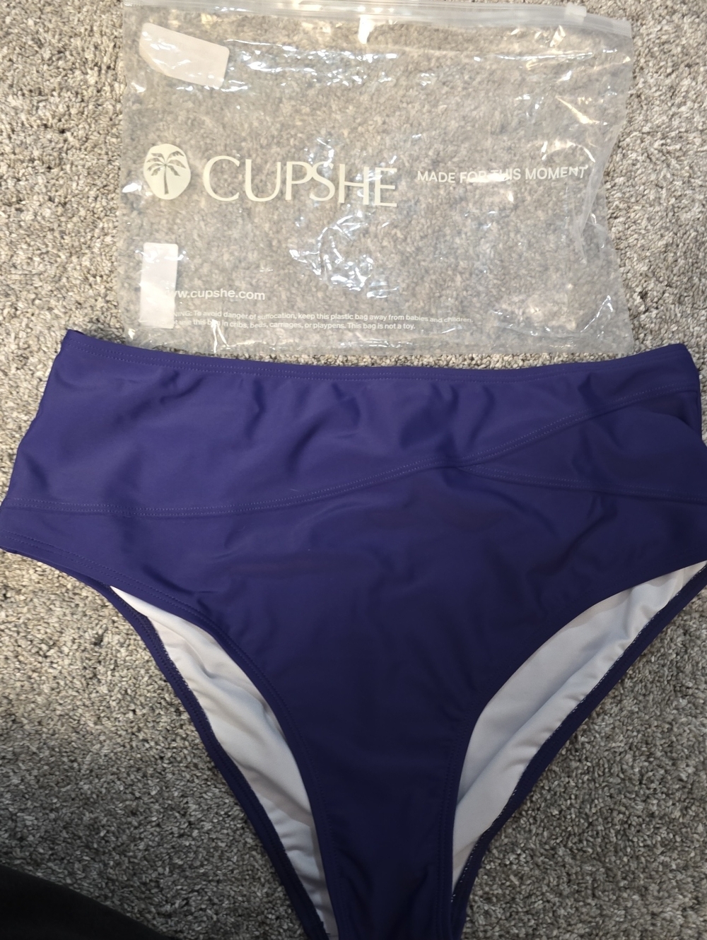 Cupshe Blue High-Waist Swim Bottoms Large Nwt